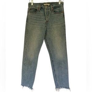 Levi’s Premium Wedgie Raw Hem Button Fly High Rise Straight Leg Jeans Size 27